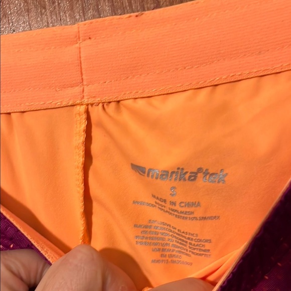 Marika Tech Vibrant Purple Orange Lined  Athletic Shorts Women’s Small - Picture 3 of 4